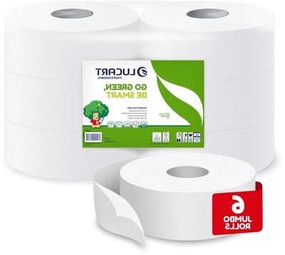 SnelShoppen - Set van 6 Jumbo rollen Ecologisch Toiletpapier, 2-laags, Zacht en Consistent, 100% Gerecycled, FSC-gecertificeerd, Wit voor Thuis en Bed