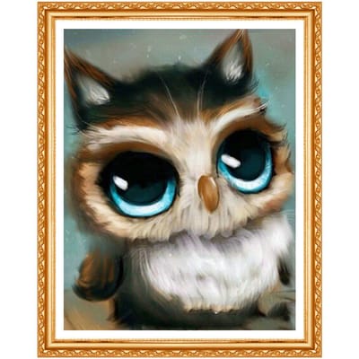 Peinture Diamant 5D Hibou Animal Adorable Point de Croix Cristal Broderie Décoration Intérieure Autocollant Mural 20X30CM black
