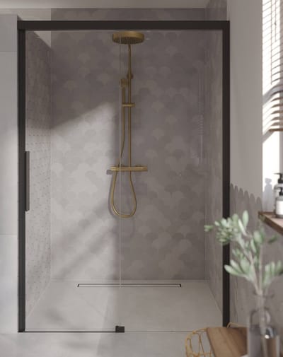 Ben IMotion Douchedeur - Schuifdeur - Rechts - 140x206 cm - Antikalk - Mat Zwart - Veiligheidsglas