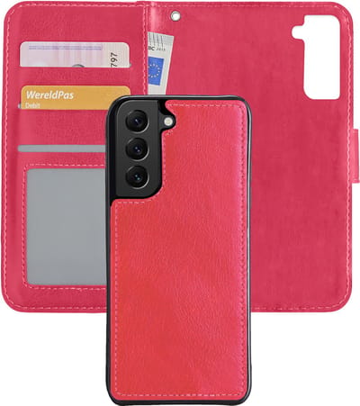 Hoes - 2 in 1 - Geschikt voor Samsung Galaxy S22 Plus - Met Uitneembare Hard Cover - Bookcase - Wallet Case - Met Pasjeshouder - Book Case - Uitneembaar - Pashouder - Kunstleer - Donkerroze