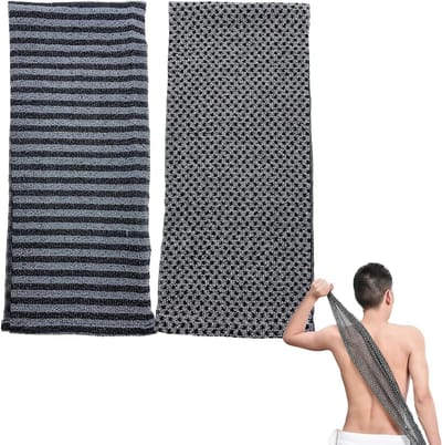 Exfoliërende Douchehanddoek Set van 2 - Japanse Achterrug Scrubber en Scrubdoek voor Lichaamsreiniging en Massage, Perfect voor Gladde Huid en Verfrissing