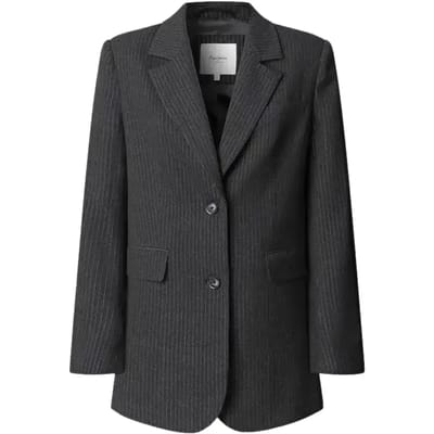 Relaxed fit lange blazer met krijtstreep, model 'PRISCILA'