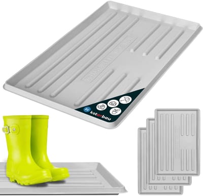 KOTARBAU® 3 stuks Schoenenlekbak, Lekbak Schoenen, Kunststof, 60 x 40 cm, Grijs, Schoenendruipbak, Schoenmat, Laarzen Afdruipmat, Lekbak voor Natte Schoenen, Schoenafdruipbak, Schoenenschaal