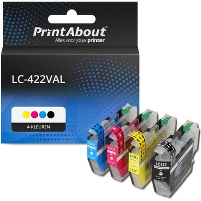 PrintAbout huismerk Inktcartridge LC-422VAL 4-kleuren Multipack Geschikt voor Brother