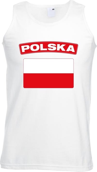 Polen singlet shirt/ tanktop met Poolse vlag wit heren S