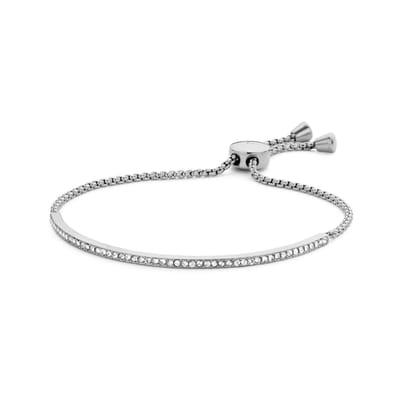 Key Moments 8KM-BC 0050 Stalen Armband met Kristal - Grootte 58x45 mm - Zilverkleur / Wit