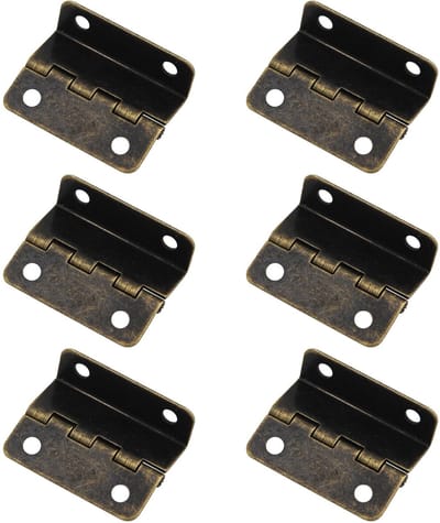 Dailygoods- Decoratieve Scharnieren 6 Stuks - Inboorscharnier - Kast Scharnieren - Hoogwaardig IJzer - 41mm Afmeting - Antiek Brons - Kastscharnier