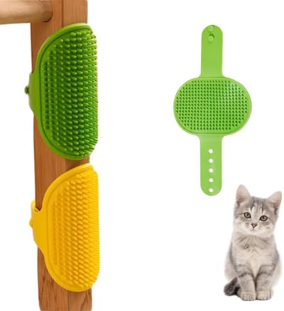 Siliconen Zelfverzorgingsborstel voor Katten – Verstelbare Massage- & Borstelmat voor Huisdieren - voor Tafelpoten – Zelfreinigend – Zachte Borstelharen - 2-pack
