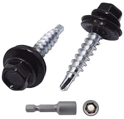 Pack van 150 Metalen Dakschroeven 4,8 x 25 mm met EPDM-ringen voor Zelfborend Bevestigen