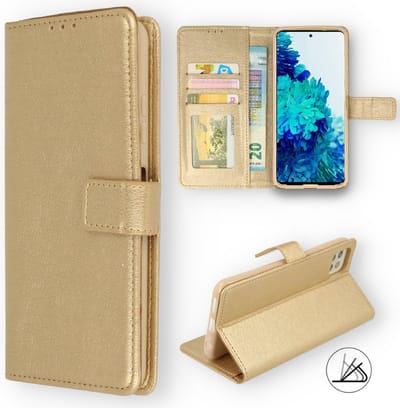 HB Hoesje Geschikt voor Samsung Galaxy S22 - Goud - Portemonnee Book Case - Pasjeshouder en Magneetlipje