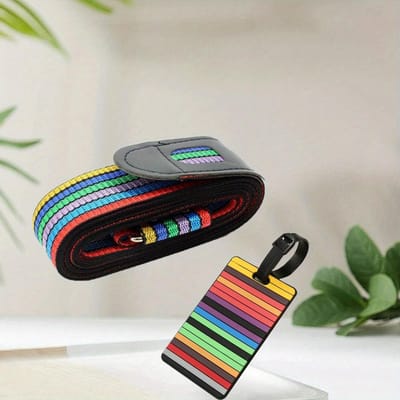 1 jeu de sangles de bagages Sangles de bagages portables Sangles de renfort enregistrées Sangles de bagages Sangles de serrage croisées black