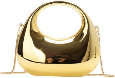 Elegante Maanvormige Avondtas van Acryl met Ketting voor Feestjes en Bruiloften - Gouden Handtas voor Dames