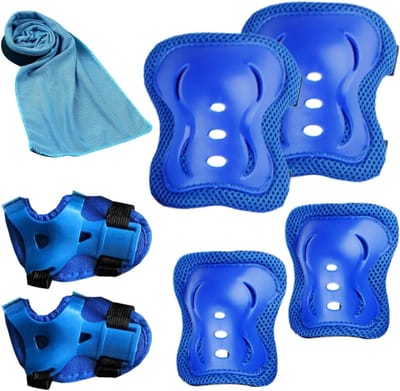 Kinder Beschermingsset - Skate Set - Veilig Sporten - Verstelbare Banden - 6 Delig - Blauw