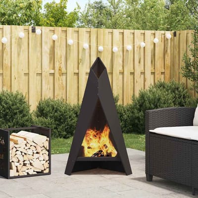 vidaXL - Vuurkom - Zwart - 58 - x - 40 - x - 100 - cm - weervast - staal