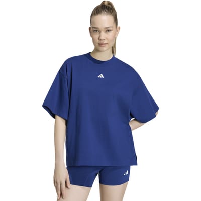 Adidas 3-stripes Studio T-shirt T-shirts Dames - Blauw - Maat M (38-40) - Katoen Jersey