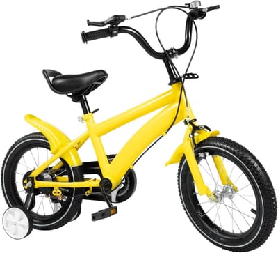 Kinderfiets - Loopfiets - Buiten Spelen - Inclusief Zijwieltjes - 14 Inch - Geel Zwart