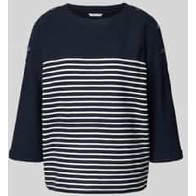 Tom Tailor - Shirt met lange mouwen en streepjesmotief - Maat M - navy blue offwhite stripe