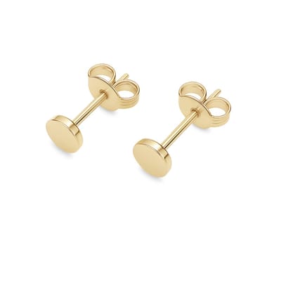 14kt - Geelgouden Oorstuds met Ronde Top 5 mm - 0,8 mm Staaf Dikte - 14 Karaat Gouden Oorbellen voor Dames - Minimalistische Oorknopjes - Echt Goud (585) - Inclusief Echtheidscertificaat