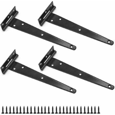 T-hengsels 20,5 cm - zware kwaliteit met 28 schroeven - zwart retro stijl - voor deuren en hekken - ShopVlot
