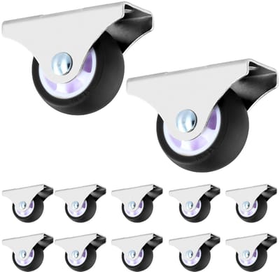 Wielen voor Meubilair - Set van 12 - Vaste wielen - 38 mm Diameter - 45 kg Draagvermogen - TPE Wiel - Geschikt voor Woonruimtes - Kleinmeubelformaat