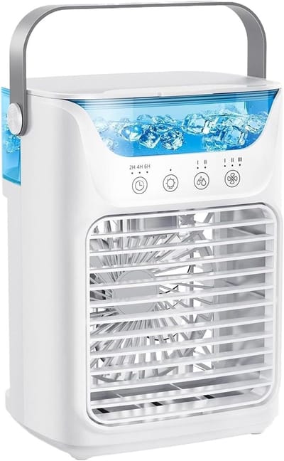 Draagbare airconditioner-ventilator, mistwater-spraykoeler, 3-snelheden mini-nevelapparaat – persoonlijk koelingsinstrument, tafelventilator voor werkplek, bed, terras, studentenkamer, slaapkamer, kamperen & tafel.L