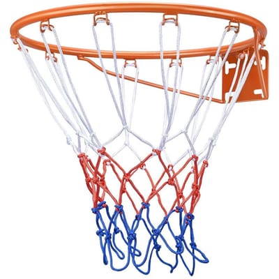 Cerceau de Basketball, Panier de Basketball Fixé au Mur et à la Porte, Cercle de Basketball Flexible Robuste Q235 Remplacement d'Objectif avec Filet, Standard 18  Intérieur et Extérieur