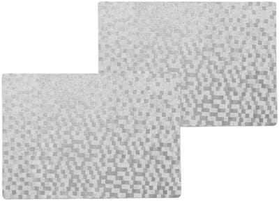 Wicotex luxe tafel placemats Stones - 2x - PVC - zilver - 30 x 43 cm - met anti slip - en PU coating - Onderleggers