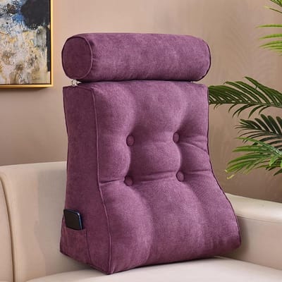 Leeskussen met neksteun - Rugkussen bank - Comfortabel lezen - Verstelbare rugleuning - 70x50x25cm - Paars