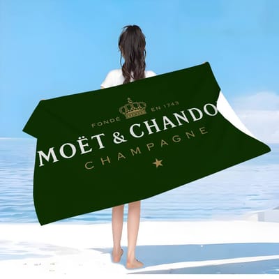 Frans Champagnemerk Moet & Chandon Grote Microvezel Strandlakens Sneldrogende Handdoeken Zwembad Handdoek Voor Reizen Zwembad Yoga W95*H153(CM)