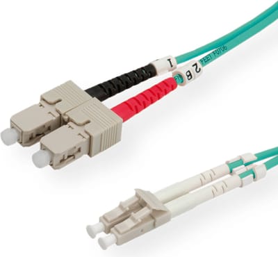 VALUE F.O. kabel 50/125µm OM3, LC/SC, LSOH, turkoois, 0,5 m