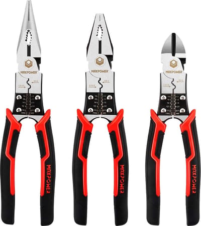 Tangenset Multifunctionele,MAXPOWER 5-in-1 Tangen Set inbegrepen 220 mm combinatietang,235 mm lange neustang en 200 mm zijsnijtang