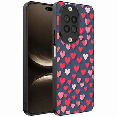 Geschikt voor Huawei Nova 14 Ultra Telefoonhoesje met Roze en Rode Hartjes Opdruk - TPU Backcover Case With Rosé and Red Heart Design - Smartphonica geschikt voor Huawei Nova 14 Ultra