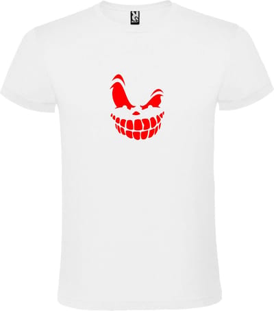 Wit T-Shirt met “ Halloween Spooky Face “ afbeelding Rood Size XS