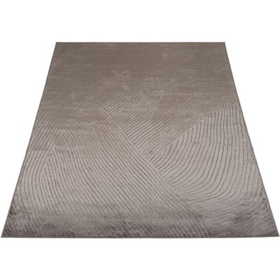 Vloerkleed Highlands Brown 64 - 200 x 280 cm - Luxe Viscose Design Vloerkleed met Grafisch Golfpatroon