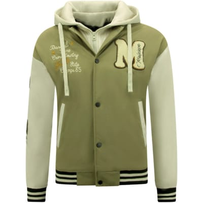 Oversized Baseball Jas Classic met Capuchon -8632- Groen