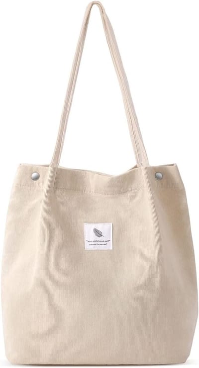Dames Schoudertas van Corduroy, Ruime Mode Tas voor Dagelijks Gebruik, Perfect voor Winkelen, School en Werk, Leopard Print, Beige Kleur