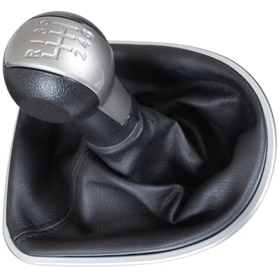 Modecar - Seat Leon II Schakelpook - Zwart/Beige - Chromen Frame - 6 Versnellingen