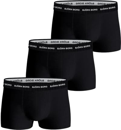 Björn Borg Cotton Stretch trunks - heren boxers korte pijp (3-pack) - zwart - zwart - zwart