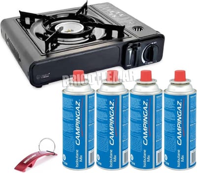 Borvat® |Draagbare Gasfornuis - Camping Kookstel - Inclusief 4 Gasflessen - Gas Stove - Gasfornuis - Kooktoestel - Outdoor