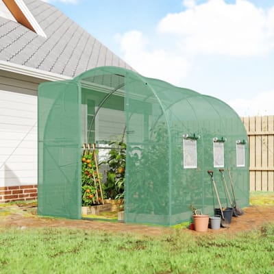 Wishdor - Foliekas - Met Afsluitbare Deur En 6 Ramen - Vrijstaand - Voor Tuin - Polyethyleen En Staal - Groen - 200 X 300 X 200 Cm