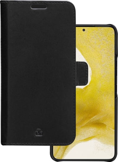dbramante1928 Bookcase hoesje geschikt voor Samsung Galaxy S22+ - Effen Zwart - Leer