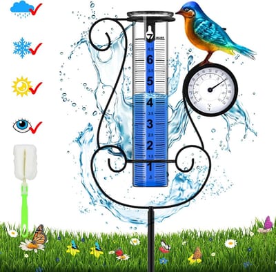 Grote Digitale Regenmeter met Temperatuur & Hygrometer - Kleurenweergave en Verstelbare Hoogte