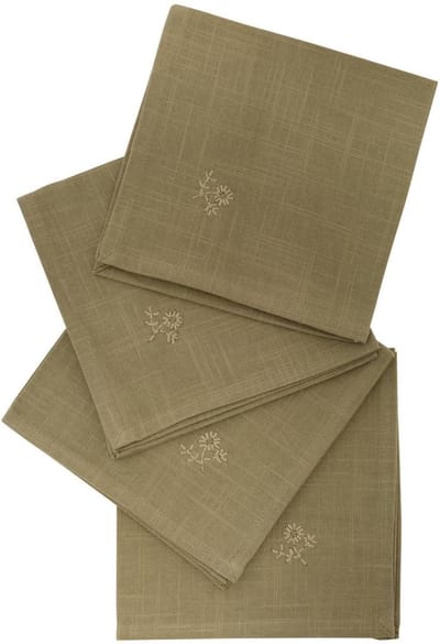 Atmosphera Katoenen Joy Servetten - 4 stuks - Stoffen servetten - 40x40cm - Khakigroen