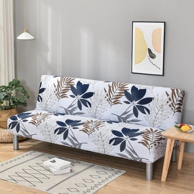 opvouwbare slaapbankhoes bankhoezen spandex stretch elastisch materiaal dubbele zitplaats hoes slipcovers voor woonkamer geometrische print M (160-180cm) white
