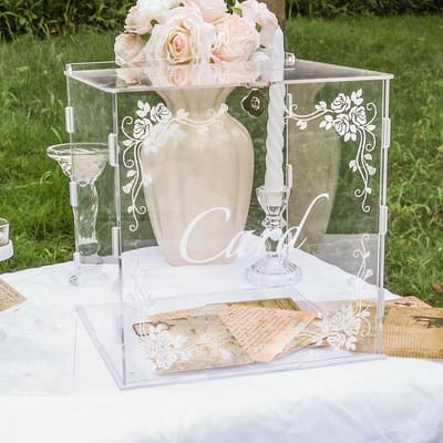 Acrylic Wedding Card Box met Lock - Highly Transparent - Grote Duidelijke Gift Box voor DIY Geld Box voor Bruiloft - Verjaardag - Standaard