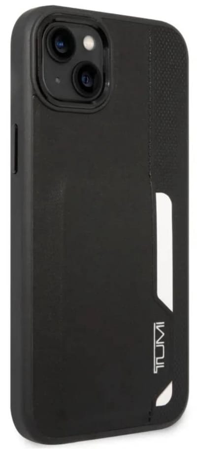 TUMI Leather Card Slot Case for iPhone 14 Plus Black