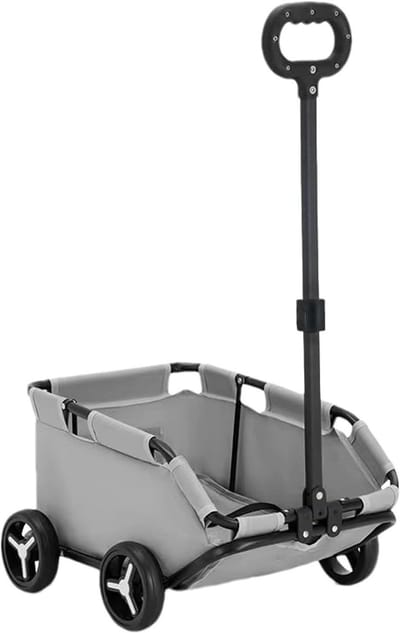 Huisdierenwagen - Dierenkar Trolley - Comfortabel Vervoer - Opvouwbaar Lichtgewicht - 51 x 35 x 23 cm - Grijs