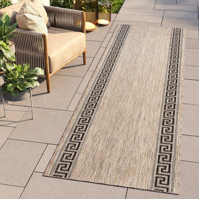 Tapiso Melissa Loper Laagpolig Beige Bruin Modern Indoor Outdoor Vloerkleed Maat- 80x800