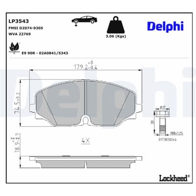 Remblokset DELPHI LP3543, voor