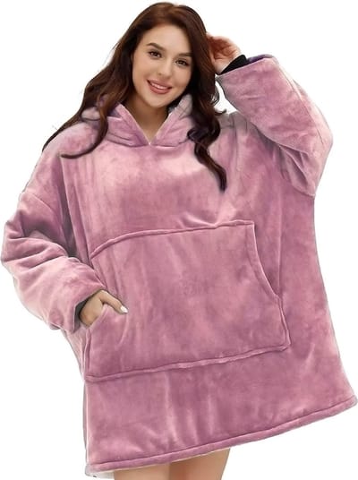 Hoodie Deken - Licht Roze - Fleece Deken Met Mouwen - extra groot 1400g - Hoodie - Oversized Blanket - Dames & Mannen - Hoodie Blanket - Voor Kinderen, Dames & Mannen